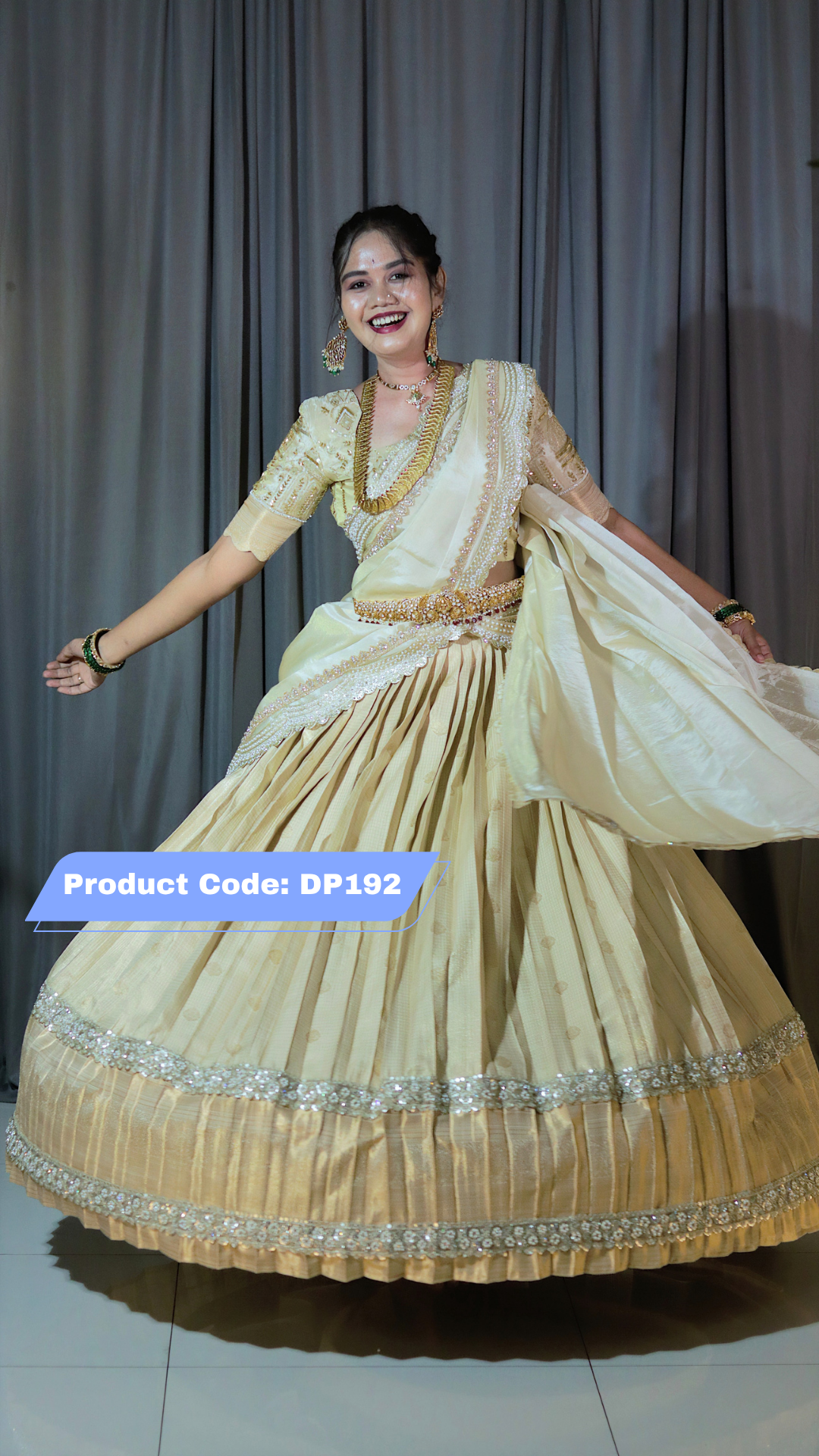 Premium Half White Pattu Ready-Wear Half Saree