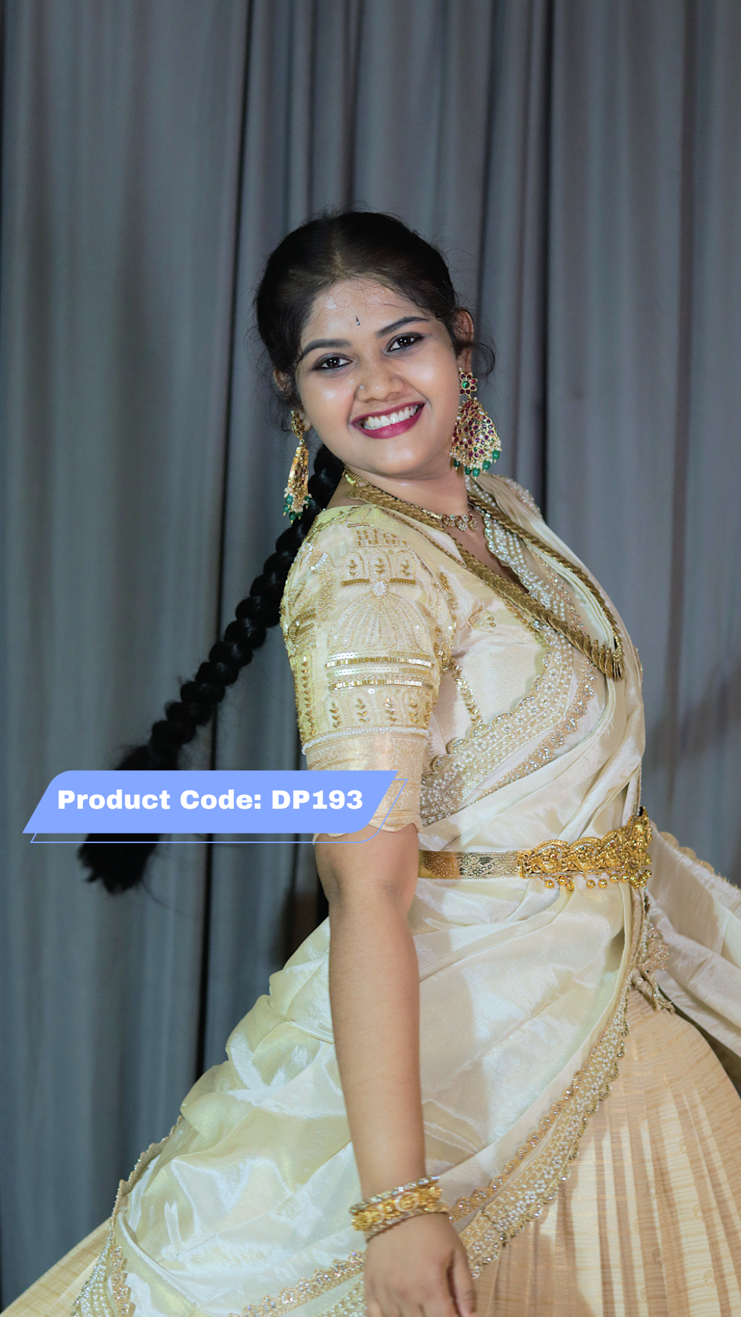 Premium Half White Pattu Ready-Wear Half Saree