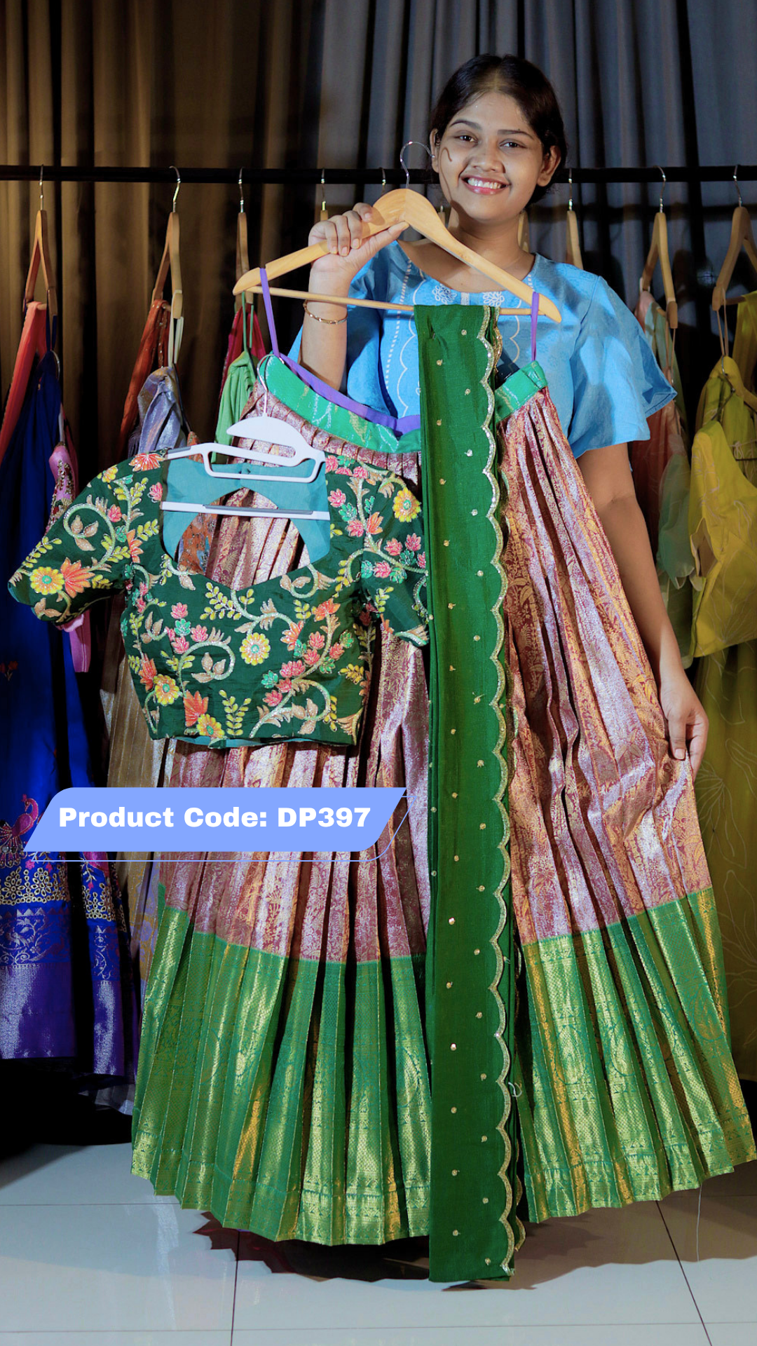DP397 - Ashadam Sale Half Saree Clearance Sale