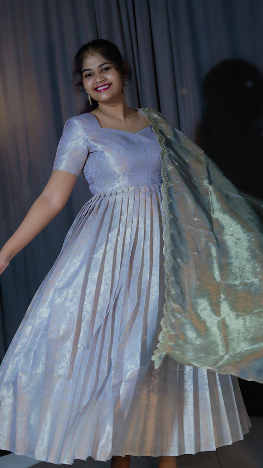DP-D-054– Two-Piece Kanchipattu Anarkali Dress with Dupatta