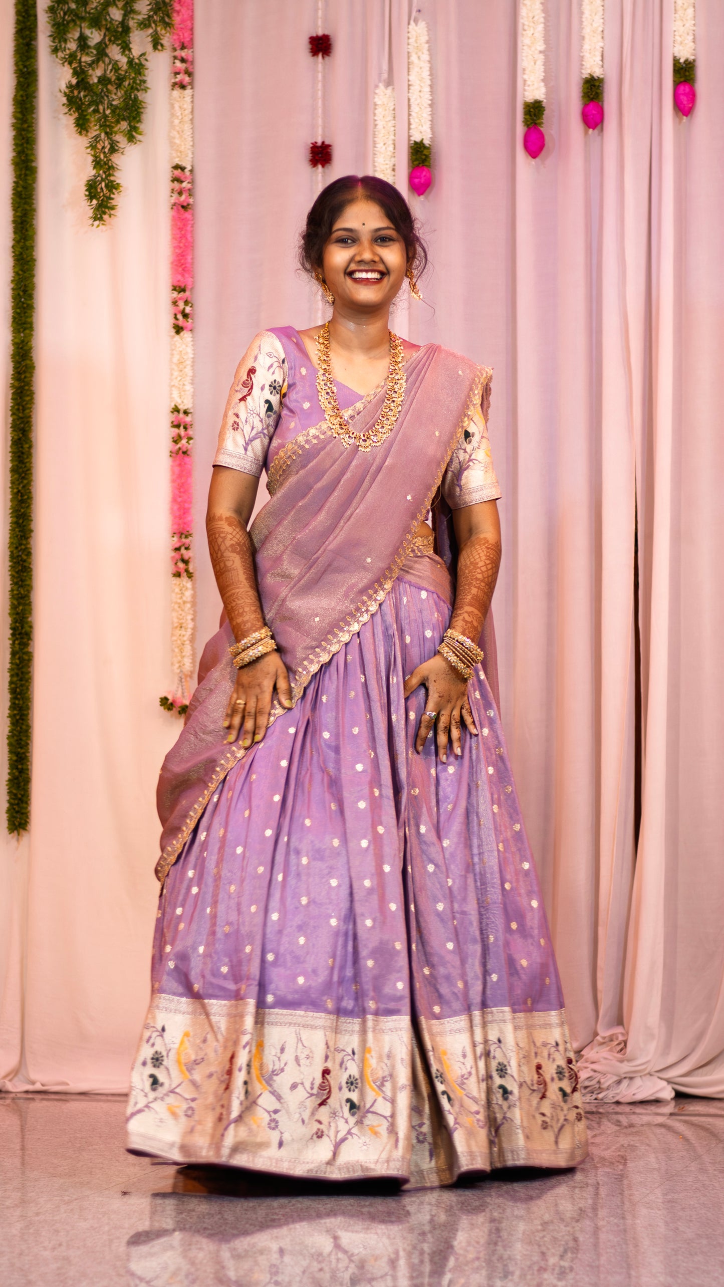 Pythani Lavender Half Saree – Fully Customized with Blouse & Dupatta | Made-to-Order