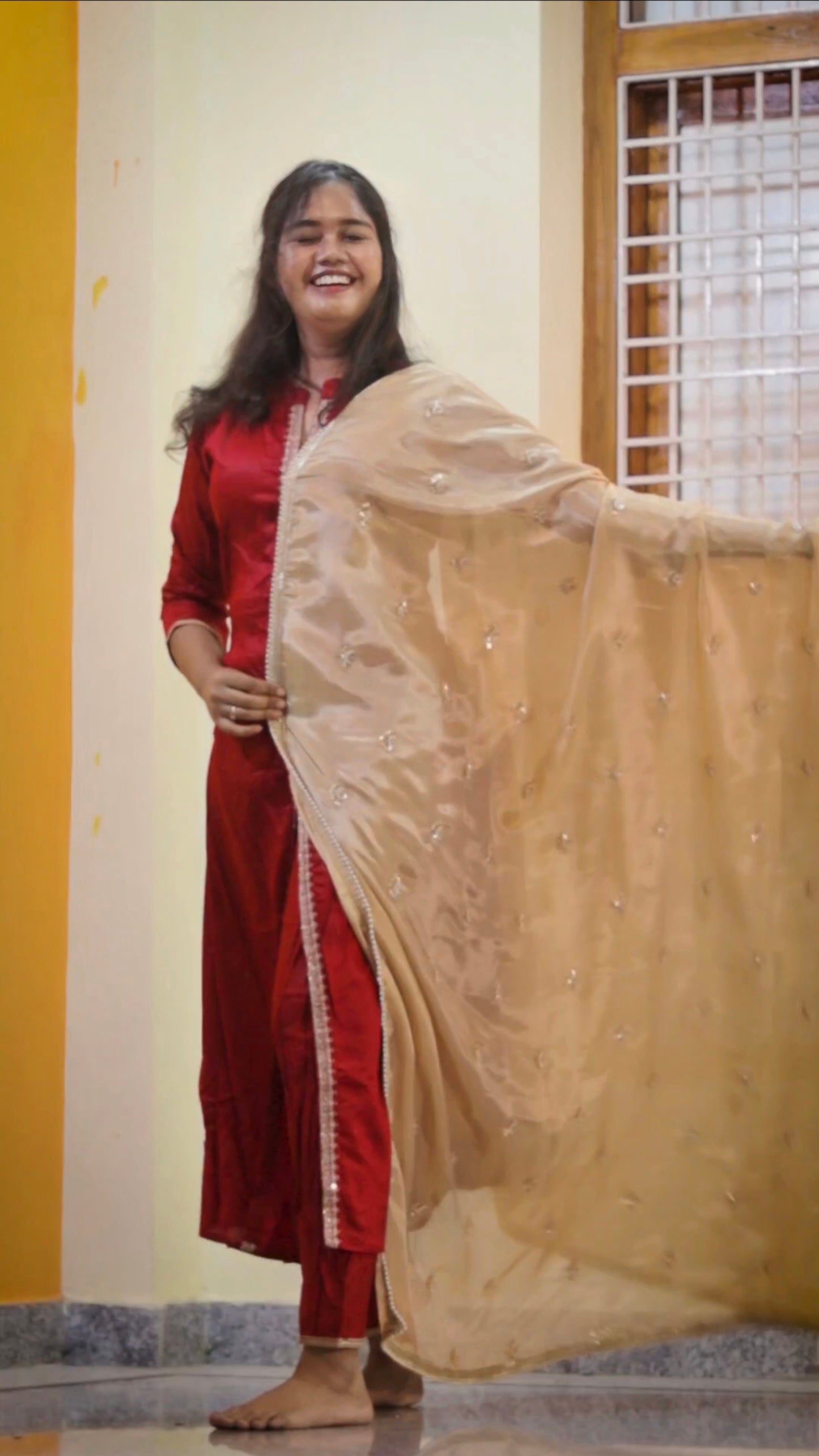 Golden Glow Half-Saree with Attached Lays – Radiate Elegance!