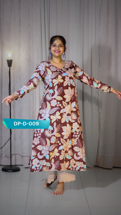 DP-D-009 – Straight Cut Top - Position Work on Natural Crepe Fabric - Custom Made