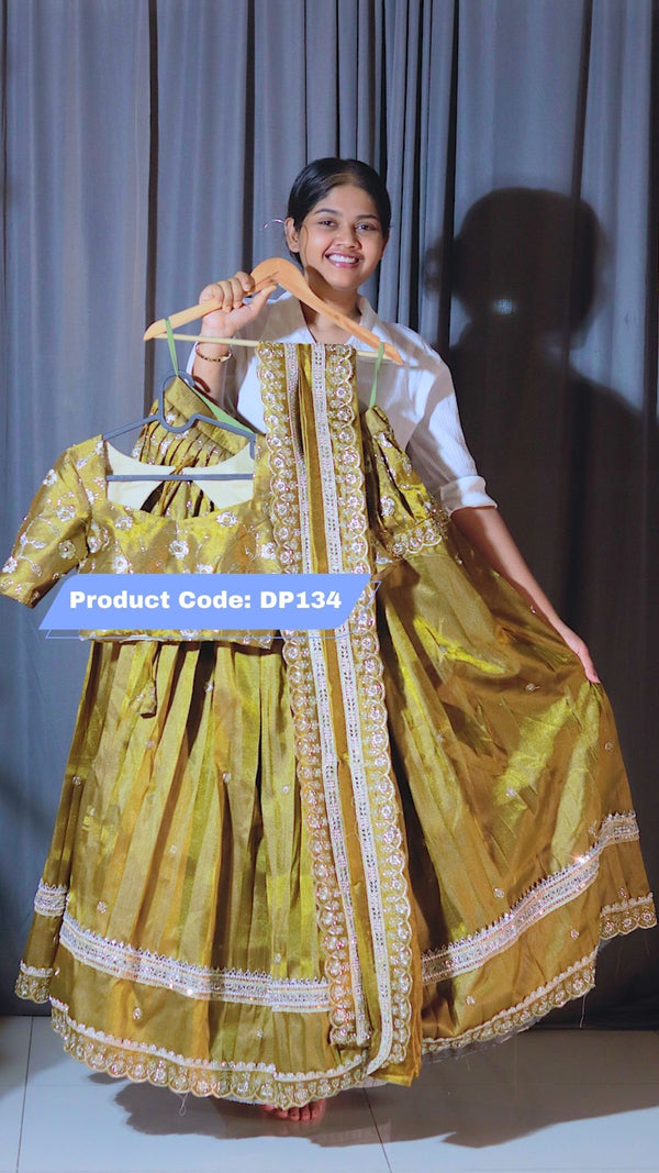 Tissue Fabric Ready-Wear Half Saree