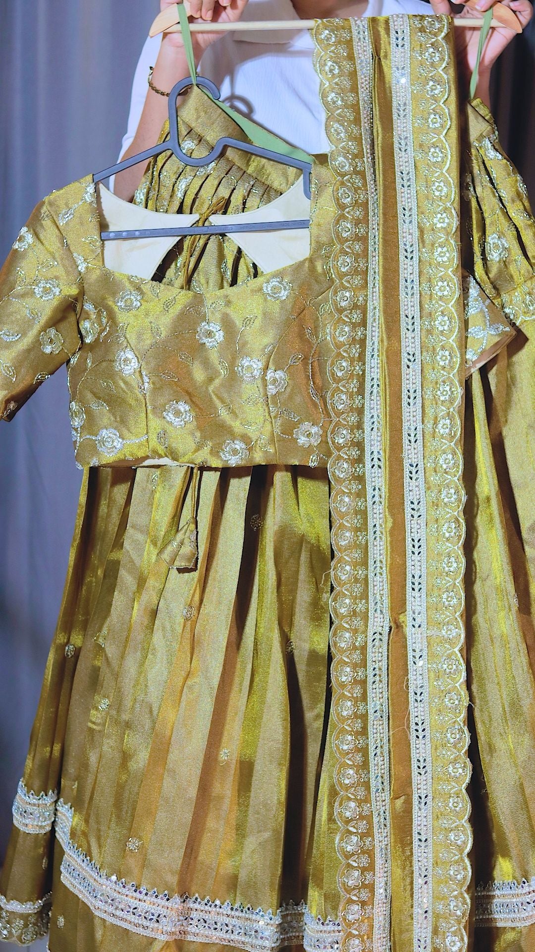 Tissue Fabric Ready-Wear Half Saree