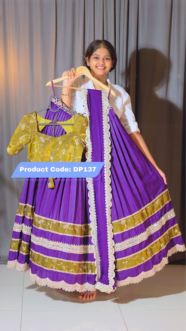 Russian Tissue Fabric Ready Wear Half Saree
