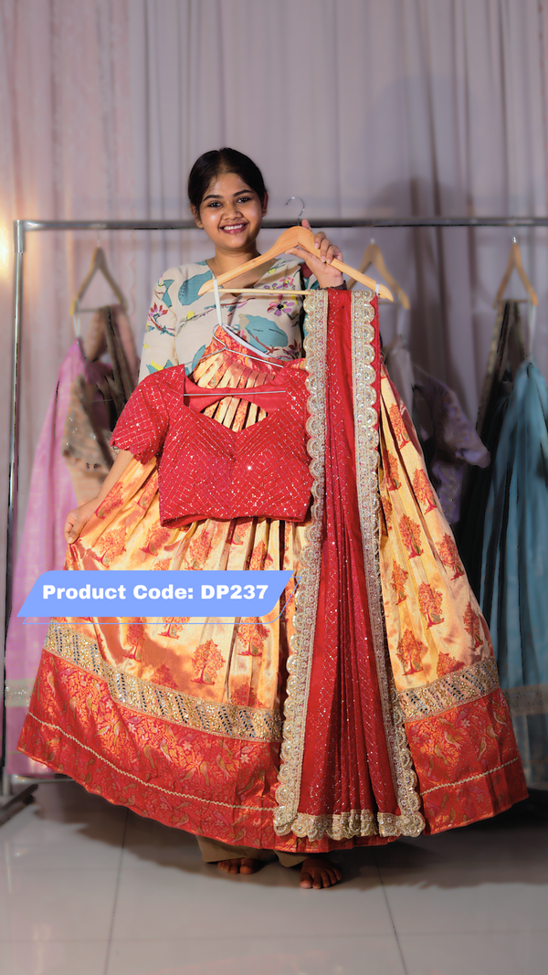 DP237 - Classic Banarasi Tissue Half Saree