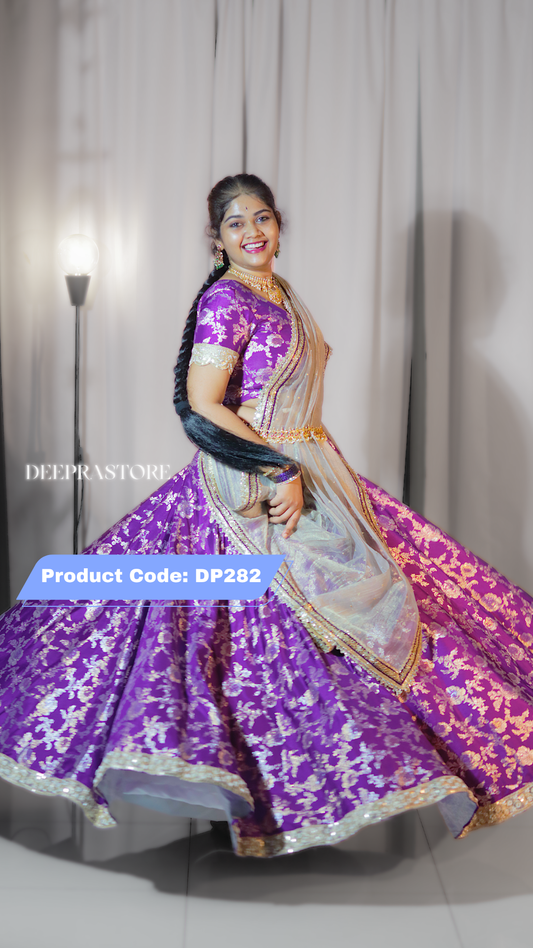 DP282 - Festive Banarasi Silk Lehenga / Half Saree Set