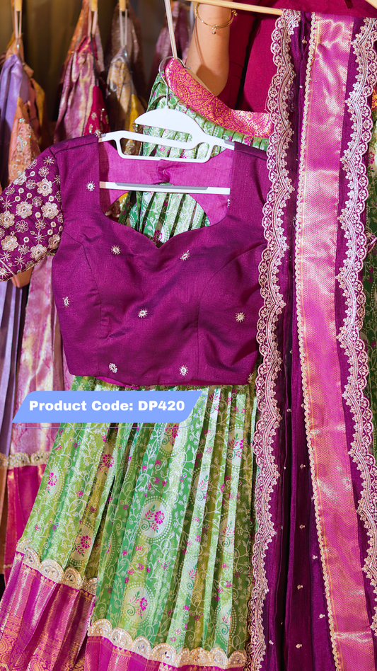 DP420 - RAKSHA BANDAN KANCHI PATTU HALF SAREE