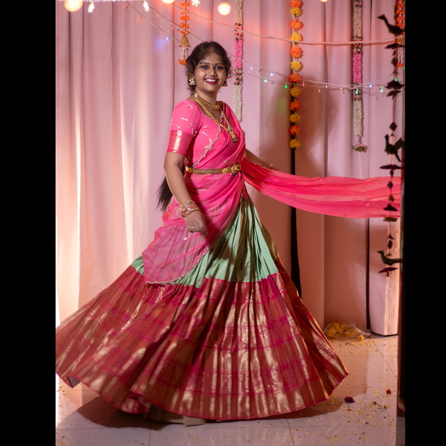 Customizable Traditional Half Saree Set - Choose Your Colors!