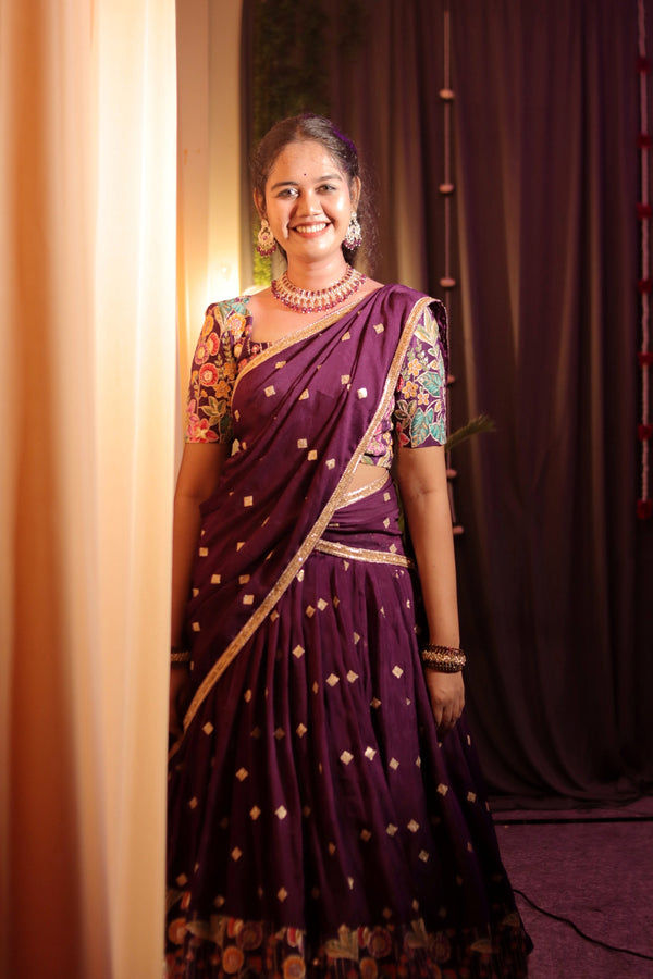 Custome Elegant Designer Crepe Half Saree