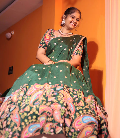 Custome Elegant Designer Crepe Half Saree