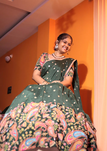 Custome Elegant Designer Crepe Half Saree