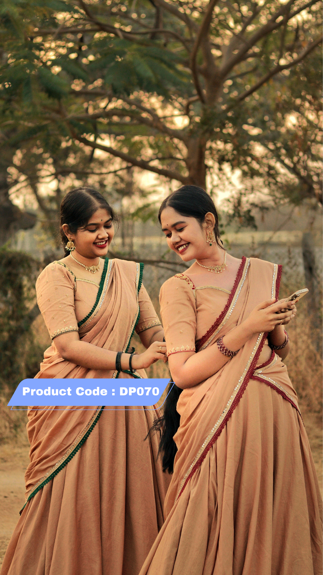 Mul Cotton Half Saree with Color Customization ( Single )