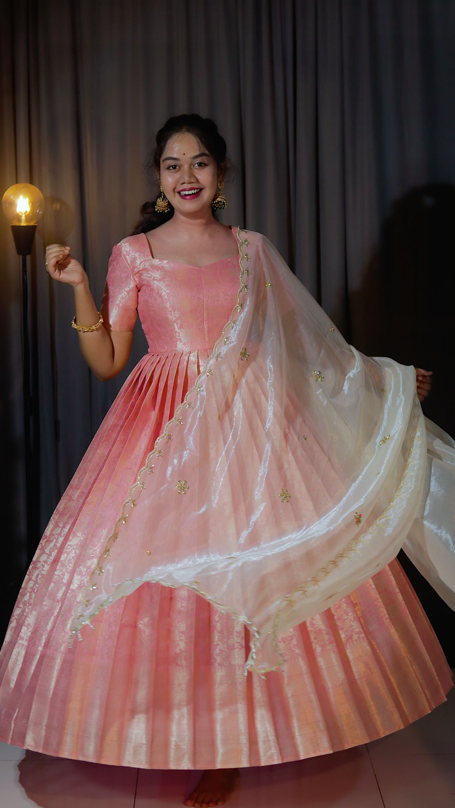 DP-D-054– Two-Piece Kanchipattu Anarkali Dress with Dupatta