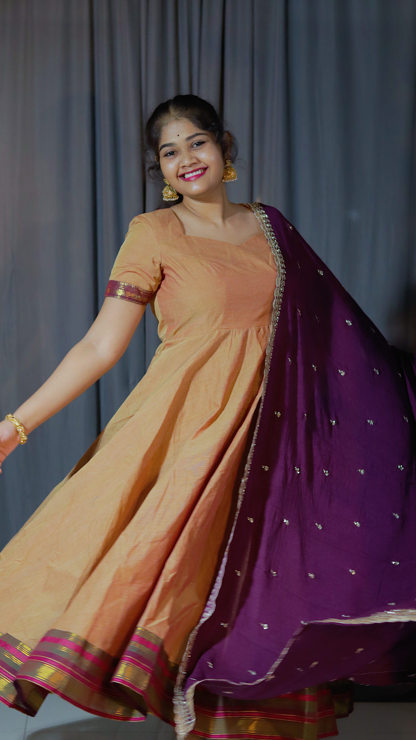 DP-D-055– Two-Piece Narayanpet Anarkali Dress with Dupatta