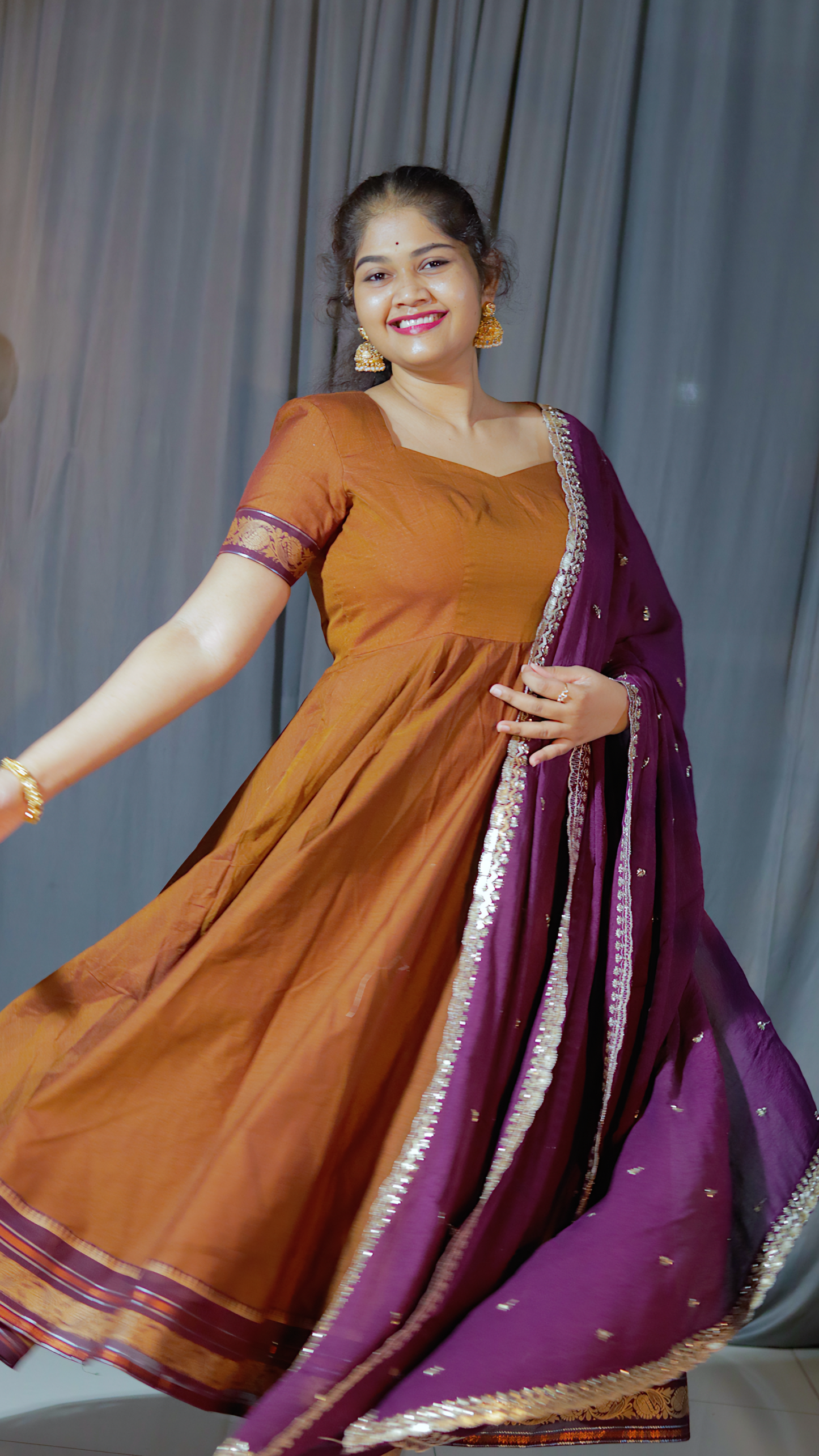 DP-D-055– Two-Piece Narayanpet Anarkali Dress with Dupatta