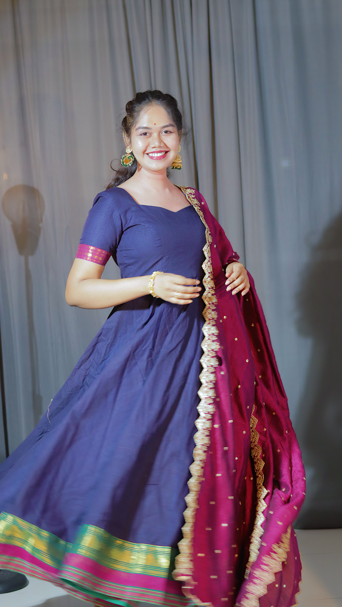 DP-D-055– Two-Piece Narayanpet Anarkali Dress with Dupatta