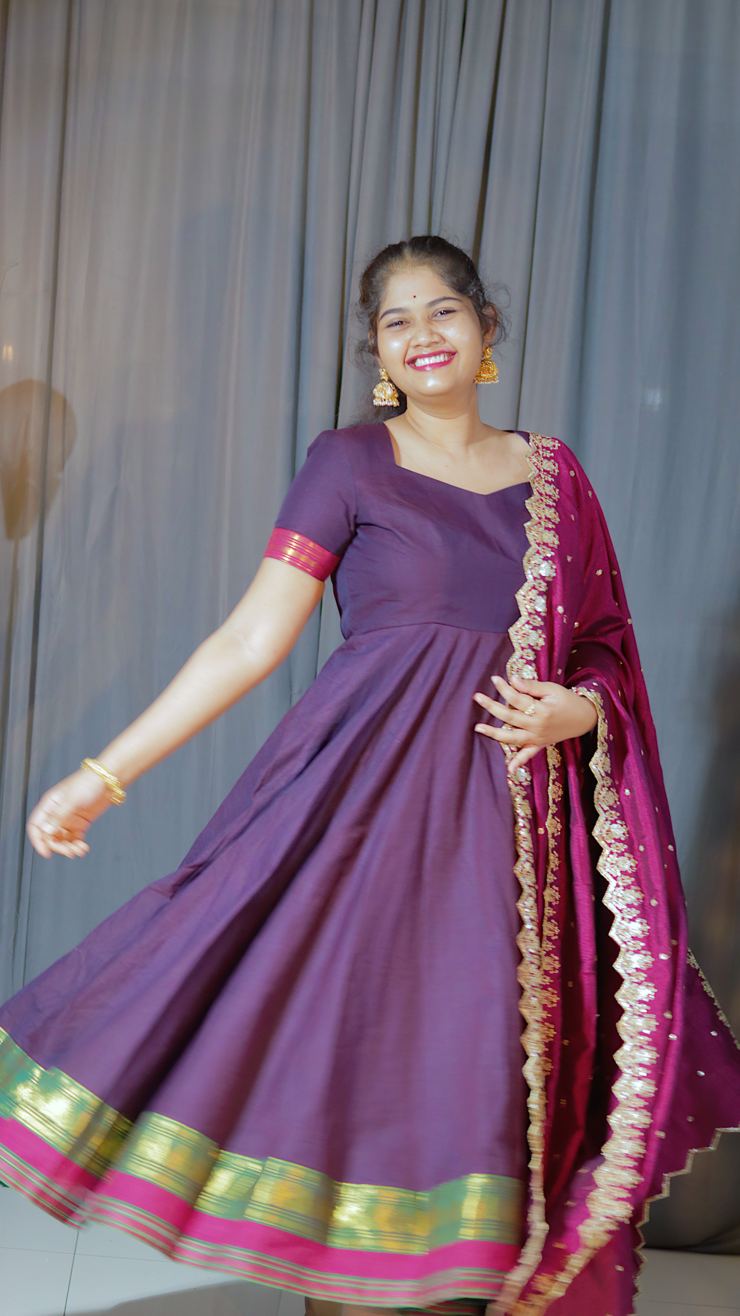 DP-D-055– Two-Piece Narayanpet Anarkali Dress with Dupatta