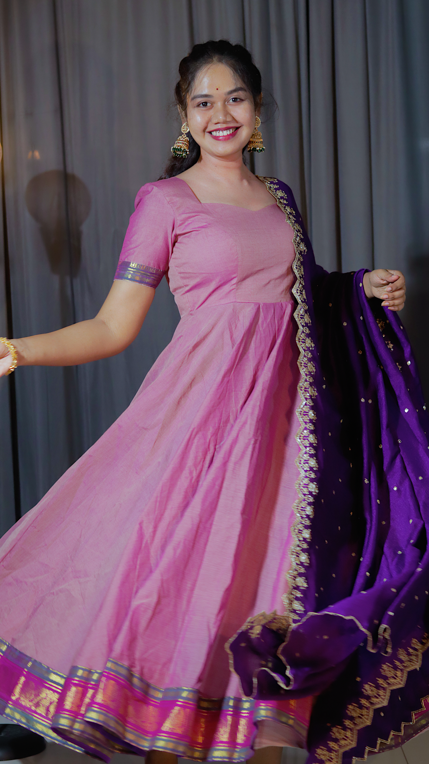 DP-D-055– Two-Piece Narayanpet Anarkali Dress with Dupatta