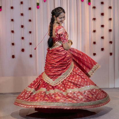 Regal Pink Pythoni Half Saree – Fully Customised with Blouse & Dupatta | Made-to-Order