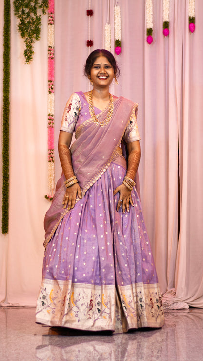 Pythani Lavender Half Saree – Fully Customized with Blouse & Dupatta | Made-to-Order