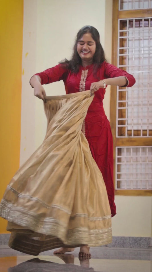 Golden Glow Half-Saree with Attached Lays â€“ Radiate Elegance!