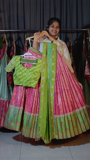 [DP330] DP330 - Premium Kanchi Pattu Meenakari Half Saree