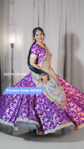 [DP282] DP282 - Festive Banarasi Silk Lehenga / Half Saree Set
