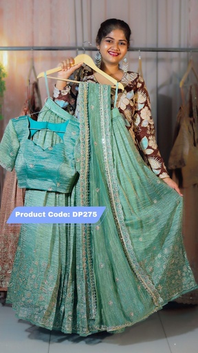 [DP275] DP275 - Tissue Designer Half Saree