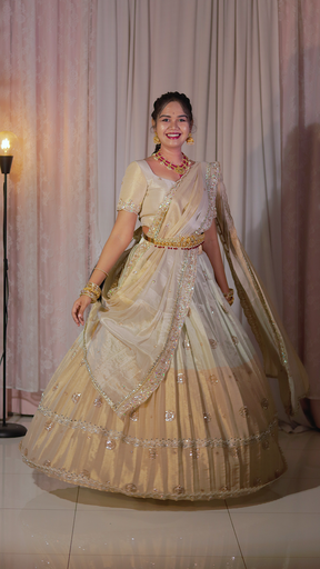 [DP265] DP265 - Dual Shade Golden Tissue Half Saree