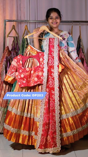 [DP203] Premium Pattu Ready-Wear Half Saree