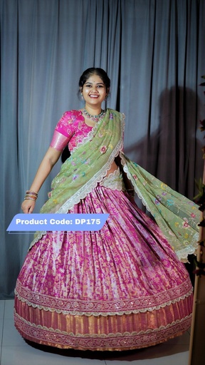 [DP175] Premium Pattu Ready-Wear Half Saree
