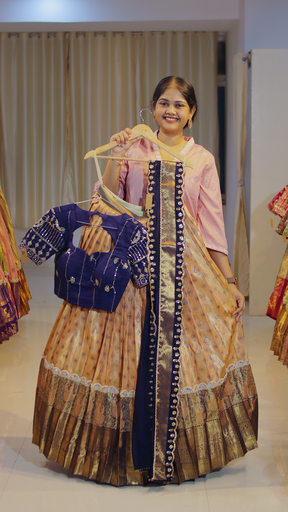 [DP563] Dusty Mauve with Chocolate Brown Border Ready-to-Wear Half Saree - DP563