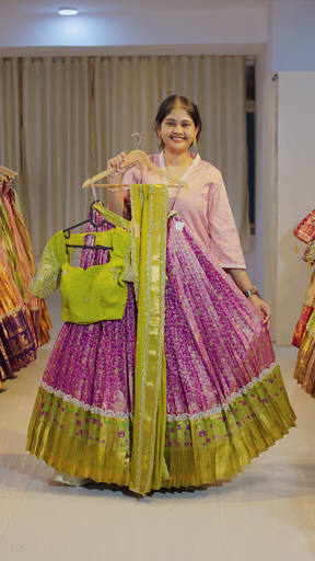 [DP575] Dusty Mauve & Mustard Gold Ready-to-Wear Half Saree - DP575