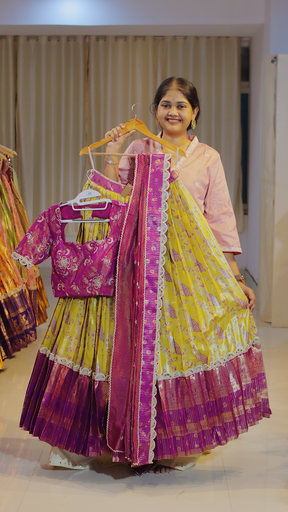 [DP578] Dusty Mauve & Coral Terracotta Ready-to-Wear Half Saree - DP578