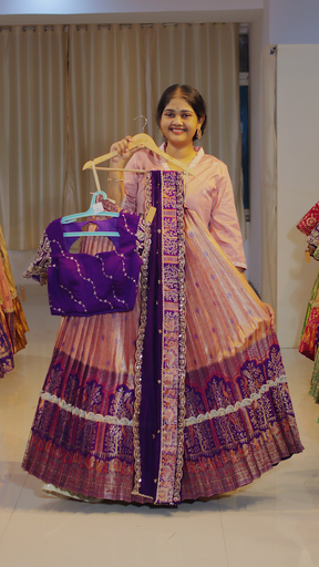 [DP590] Antique Copper & Dusty Mauve Ready-to-Wear Half Saree - DP590