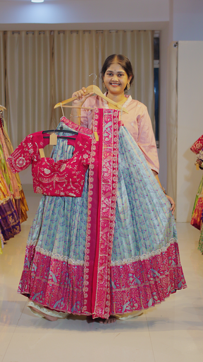 [DP601] Lavender Lilac & Coral Terracotta Ready-to-Wear Half Saree - DP601
